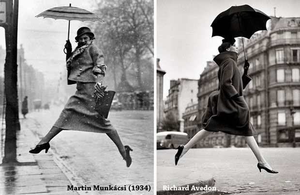 Left: Martin Munkácsi (1934) Right: Homage to Munkácsi by Richard Avedon (1957)