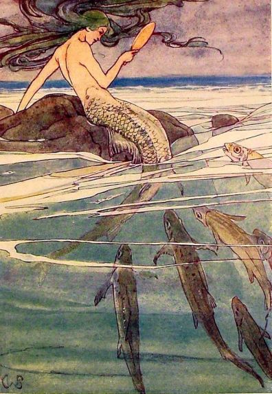 Mermaid Combing Her Hair by Alice B. Woodward, illustration from The Peter Pan Picture Book