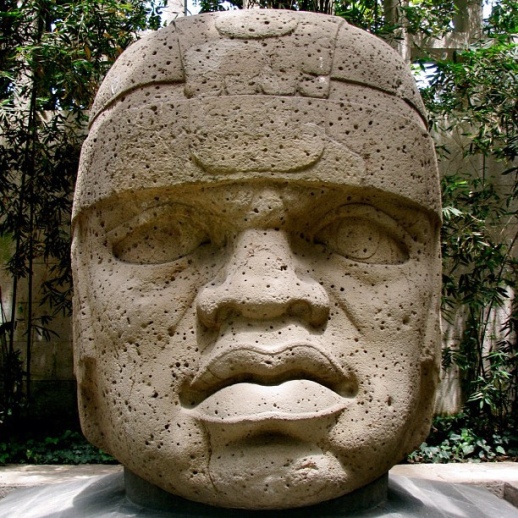 The Olmec people carved massive stone heads